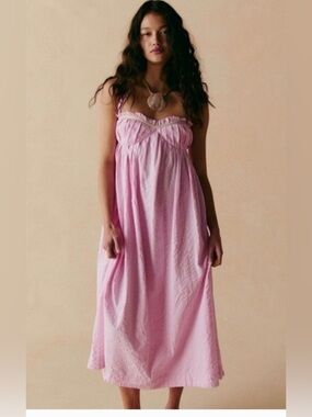 Free People Pink Poppy Strappy Midi Dress
